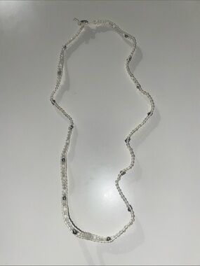 Victoria Emerson Delicate White Silver Beaded Necklace